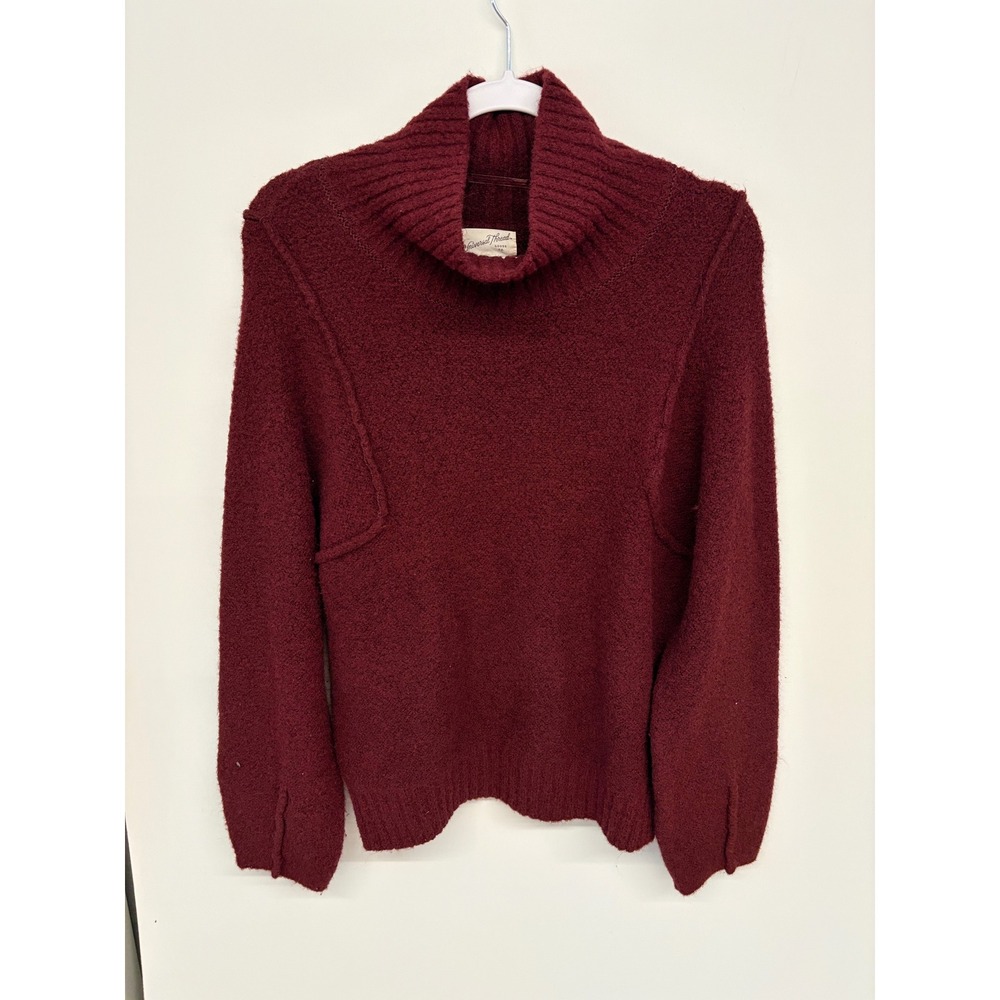 Cozycore Minimalist Sweater Cowl Neck Bouclé Universal Thread Women M Burgundy